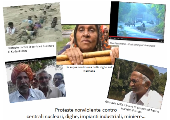 Proteste nonviolente contro centrali nucleari, dighe, impianti industriali, miniere...