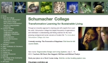 Schumacher College, la homepage del sito