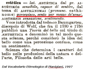 Definizione di estetica tratta da un vocabolario