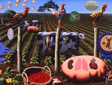 Un collage di piante ed animali in ambiente agricolo